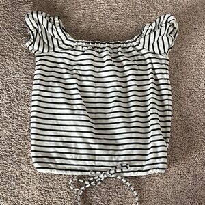 Madewell Black and White Striped Blouse